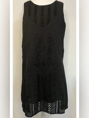 Sundance Black Dress Size 10 Medium Embroidered Lace Eyelet Boho Cottage